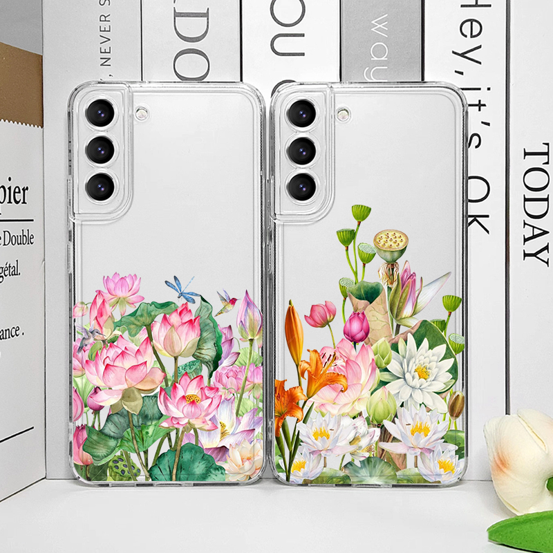 Oppo Reno 12 - Casing Ponsel Transparan Motif Bunga dan